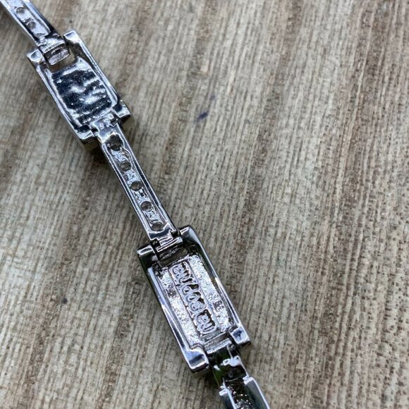 Lia Sophia "Cloud Nine" Mother of Pearl Rhinestone Silver Tone Clasp Bracelet - Picture 5 of 10